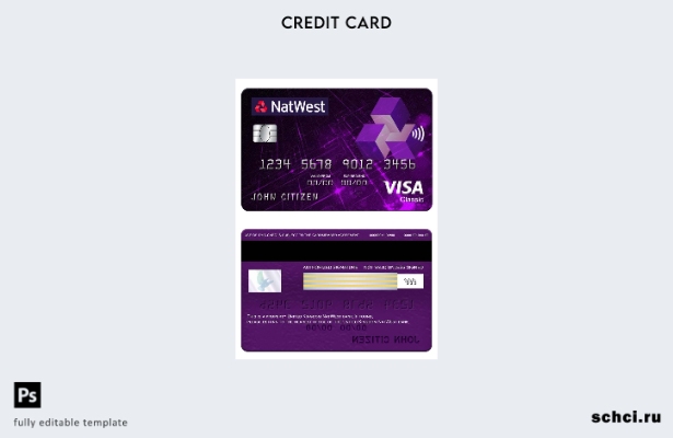 цифровая загрузка шаблона классической карты Visa банка NatWest Соединенного Кор